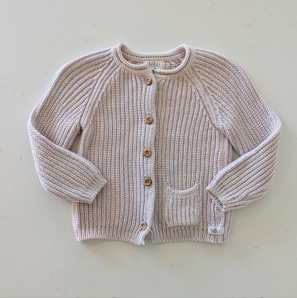 Búho | Soft Pink Knit Button-Front Baby Cardigan